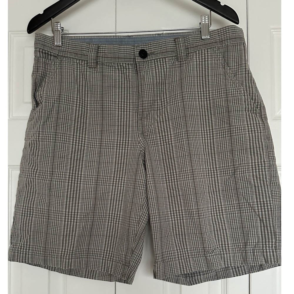 Columbia Mens Omni-Shade Plaid Shorts Grey White 36w 10L‎ Hiking Outdoor Casual